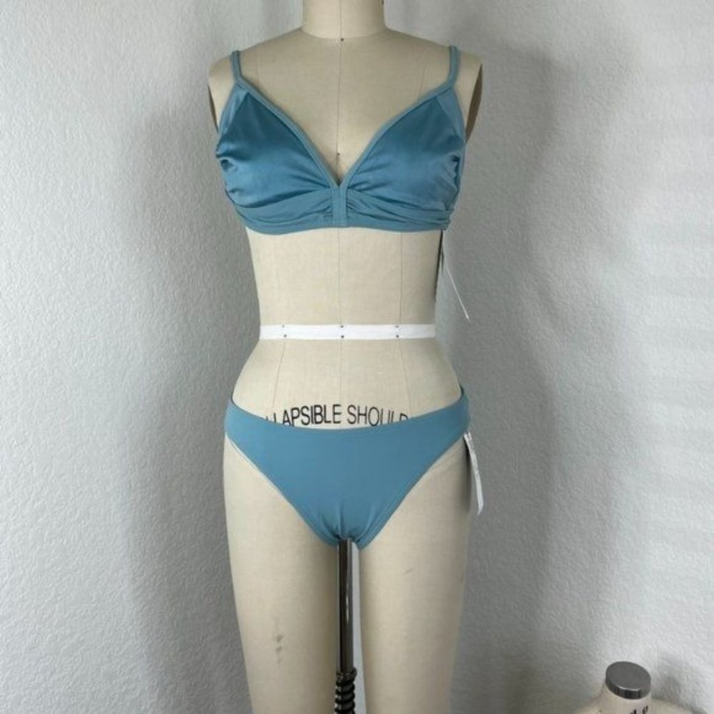 DKNY Mineral Blue Mixed Media Spring RTW Bikini Set